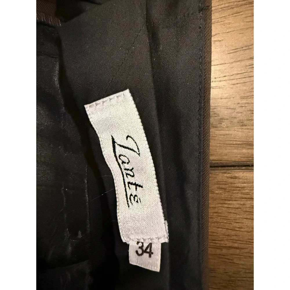 Zante Mens Pleated Dress Pants Brown Cuffed Hem Size 34 Business Slacks